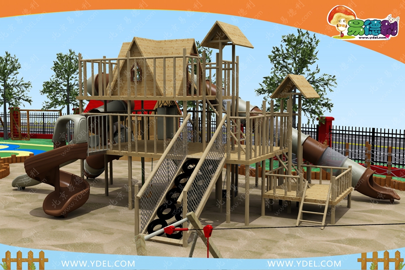 戶外多功能木製滑梯（tī）設備