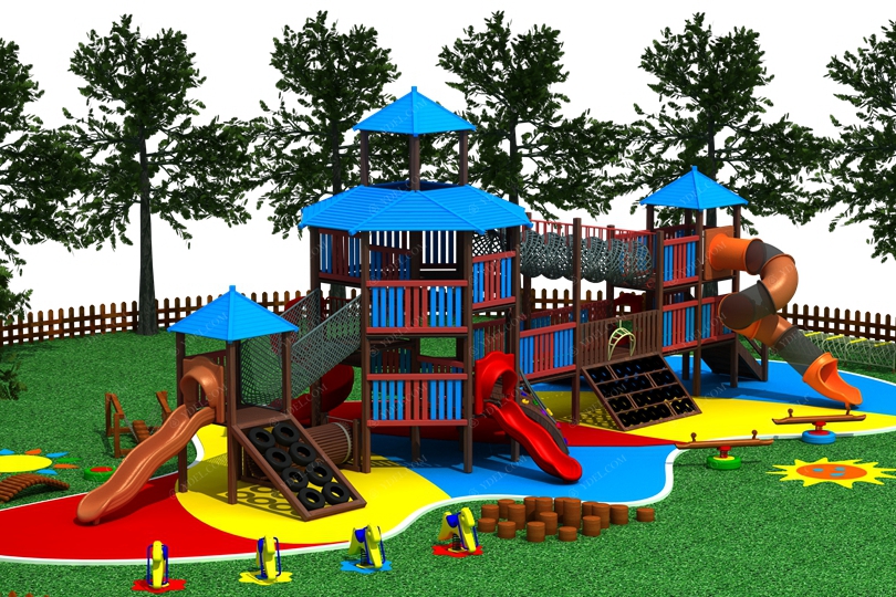 幼兒園戶外木製滑梯